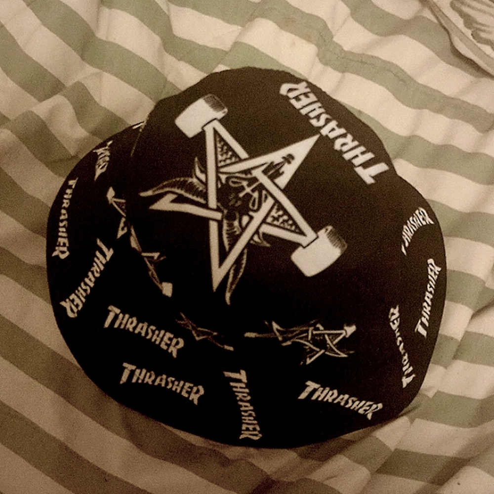 A black bucket hat